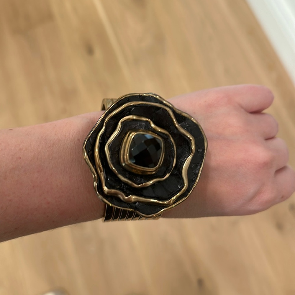 Kara Ross onyx 3 petal bracelet